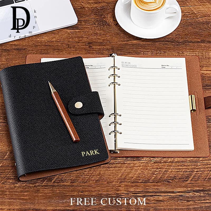 Notebook A5 con copertina in pelle da lavoro, diario per studenti di lusso a fogli mobili, nome personalizzato, pianificatore di moda, libro per incisione, regalo