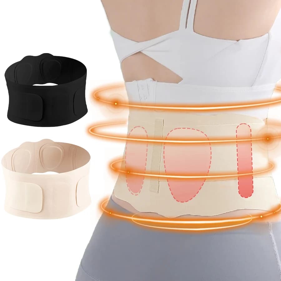Tutore per la schiena da donna, cintura di supporto per la vita inferiore sottile, fascia di compressione sotto i vestiti, supporto lombare regolabile, leggero