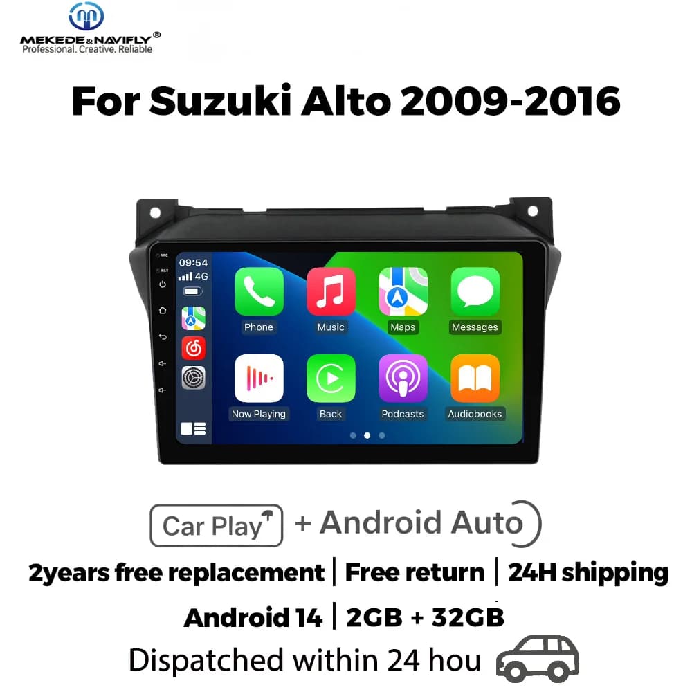 Android 14 Intelligent car audio system For Suzuki Alto 2009 - 2016 2 Din Carplay 9inch IPS Screen Car Stereo Multimedia Player
