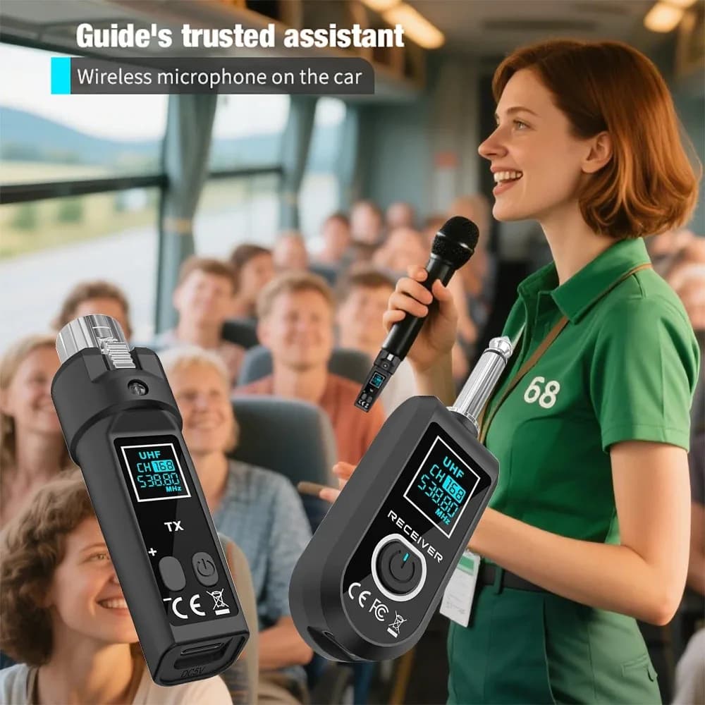 Convertitore Microfonico Wireless 2.4G, Sistema Trasmettitore e Ricevitore di Segnale XLR per Microfoni Dinamici, Chitarre, Mixer Audio, DJ