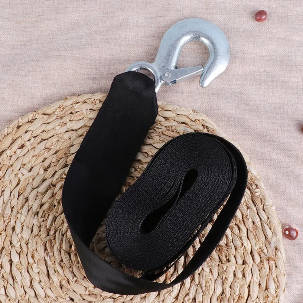 Heavy Duty Polyester Trailer Rope with Steel Hooks for Trucks Trailers Marine Use Vibration Dampening Safe Secure Towing Winch