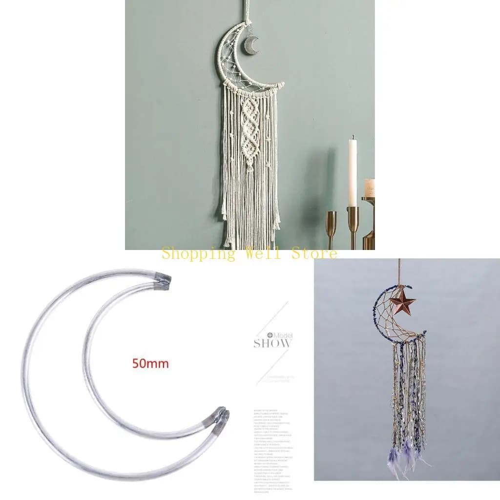 KX4B Moon Dream Catcher Metal Moons Ring Hoop DIY Handmade Dreamcatcher