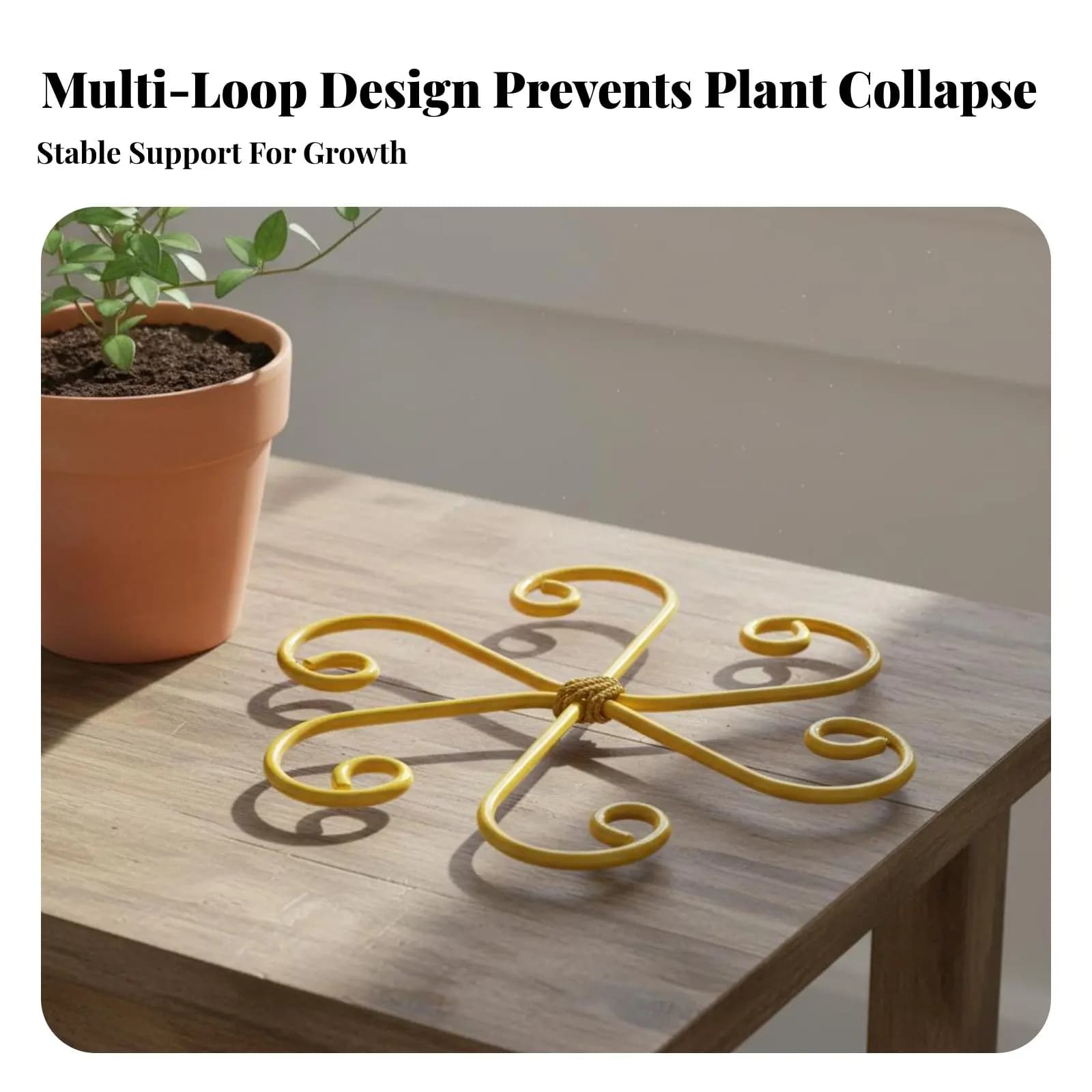 Lotus Shape Plant Holder Decorative Stalk Support Spiral Design Plant Trellis Gold Iron Grapple Holder for Potted Plants, Office