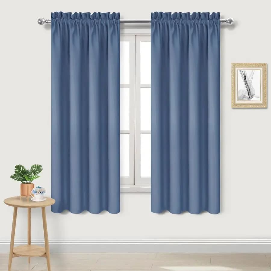 Thermal Insulating Dark Curtains, Bedroom Curtains and Living Room in Energy Saving and Reduction of Noise, Powder Blue, L 42x P 63 I