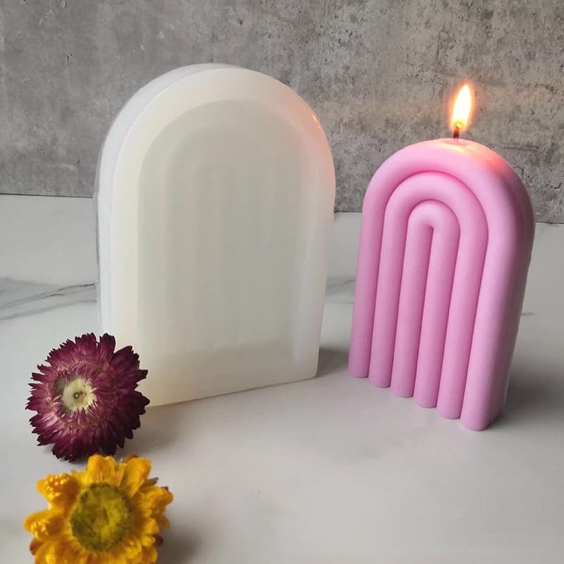 Stampo in silicone per candela ad arco geometrico Candela per aromaterapia fatta a mano fai-da-te Stampo in cemento artigianale in resina di gesso Decorazione della casa Ornamento