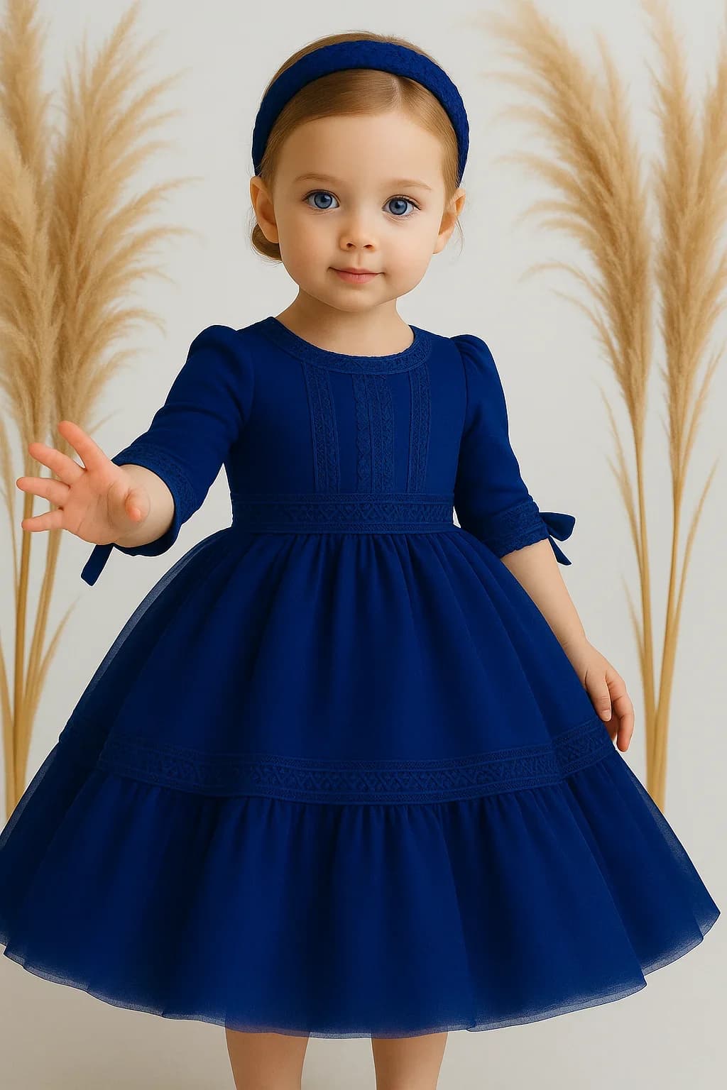Abito da ragazza di fiore elegante in raso personalizzato per matrimonio mezza manica in pizzo con fiocchi abito da ballo abiti da prima comunione per ragazze