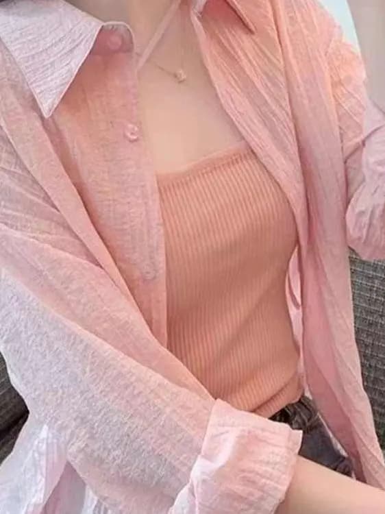 2026 New Ultra-Fairy Ice Silk Snowflake Women's Outerwear Stripe Thin Cardigan Shirt Jacket Fashionable Casual Style