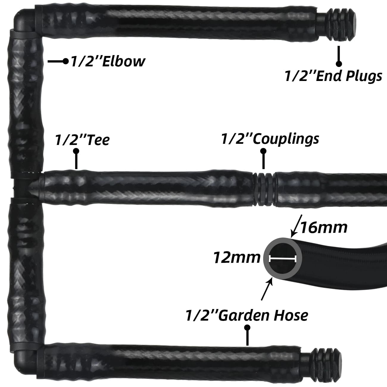 10pcs 16mm Irrigation Water Hose Barb Tee Watering Quick Connector for Garden Dripping System 1/2'' PE Pipe Tubing Hose Fitting