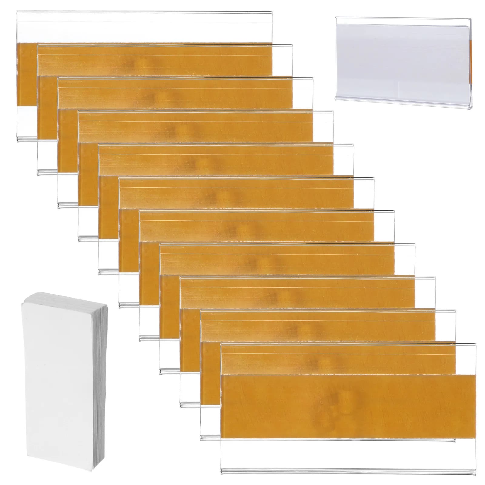 60 Pezzi Portaetichette Trasparenti in PVC per Scaffali, Cassetti, Contenitori, Libri, Documenti, Facili da Installare, Etichette Adesive per Scaffali