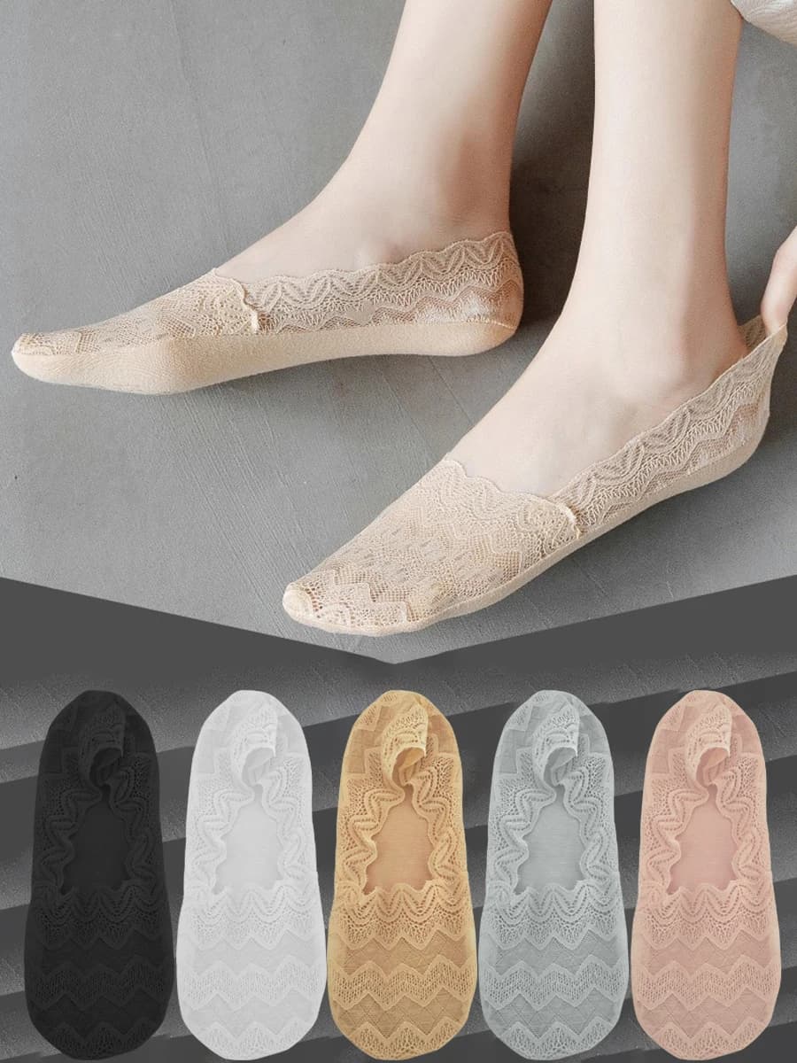 Calzini da donna Ragazza Lady Primavera Estate Pizzo sottile antiscivolo Non cadere Calzini invisibili traspiranti senza tracce che assorbono il sudore