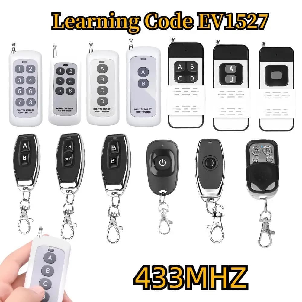 433 Mhz RF 1 2 3 4 6 8 CH EV1527 Codice di apprendimento Trasmettitore wireless di controllo remoto Interruttore per porta del garage Cancello Chiave di allarme