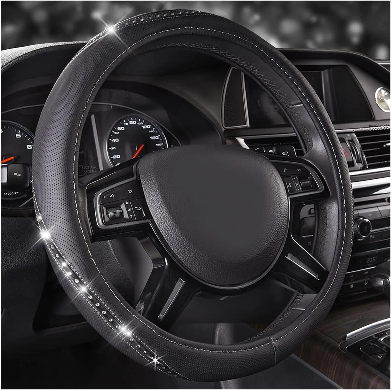 Sparkling cover with rhinestones, universal size 14,5-15 inches for women, car, SUV, truck