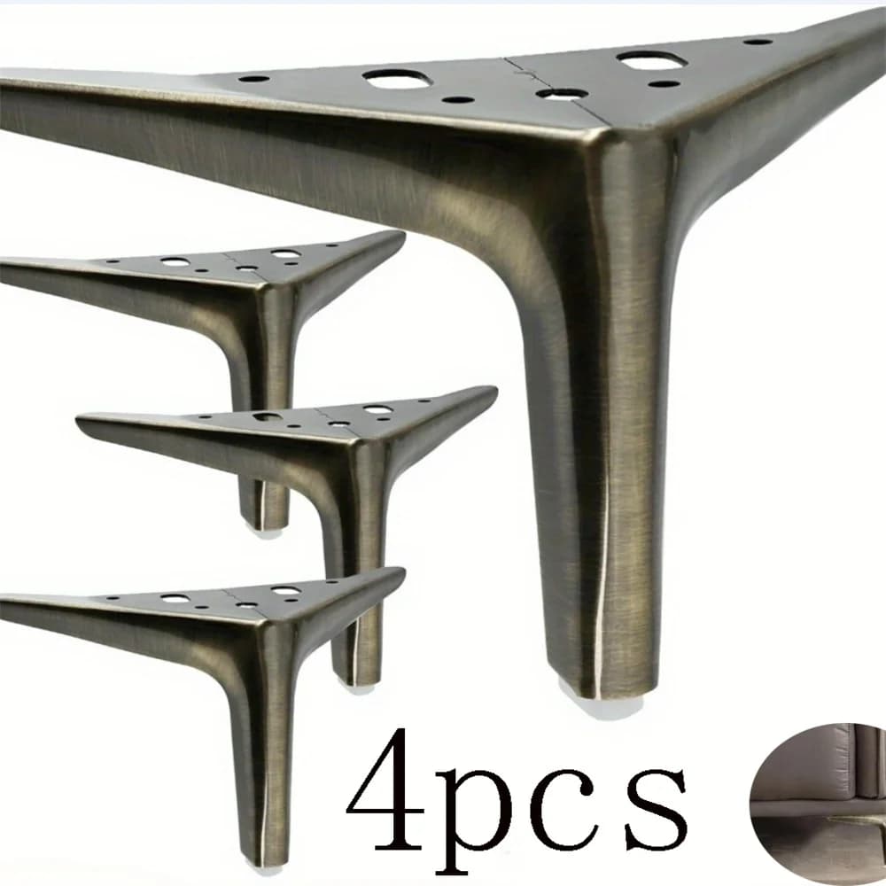 Set di 4 gambe per mobili da 15 cm, set di 4 gambe per divani in metallo, con cuscinetti e viti antiscivolo, gambe di ricambio per mobili in stile moderno