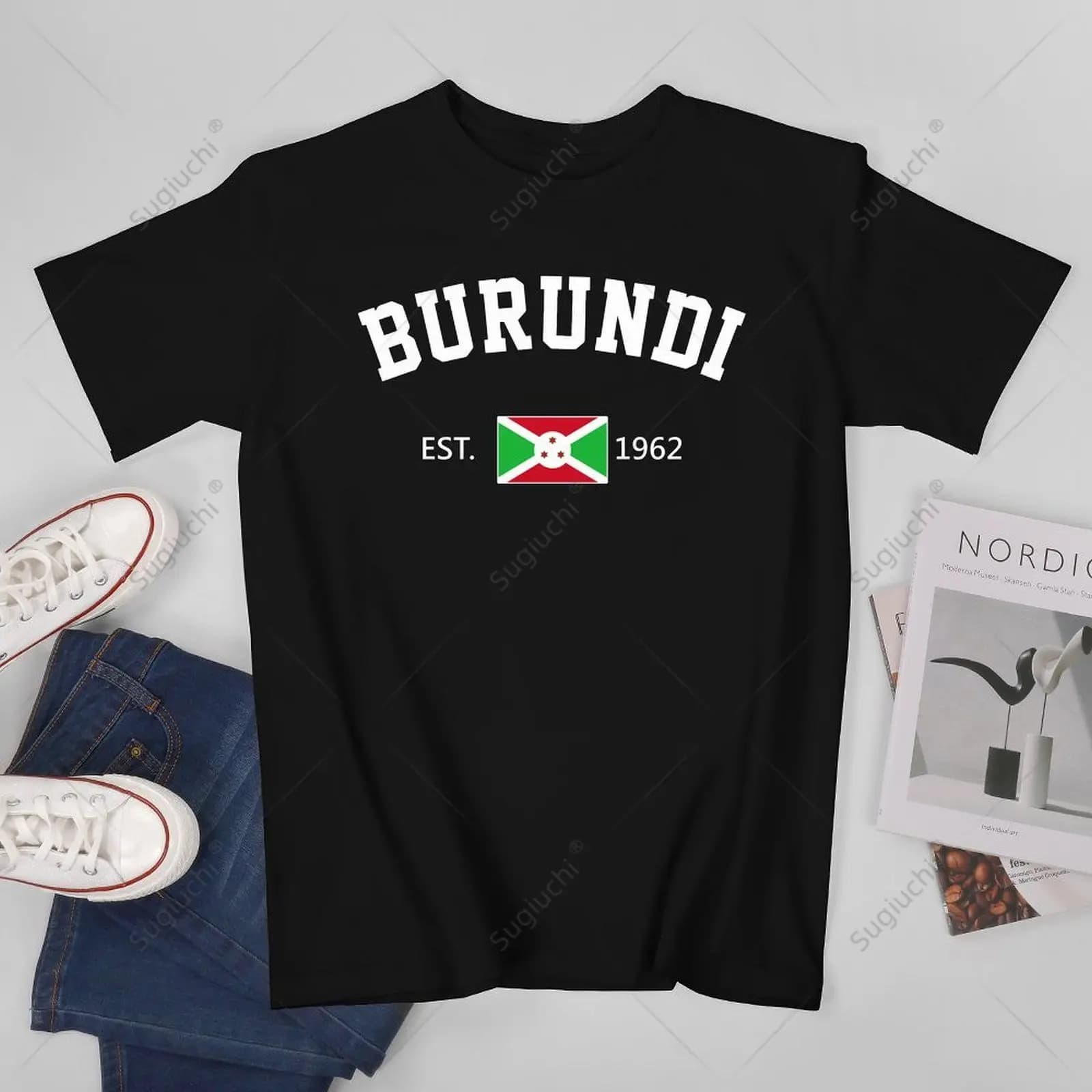 Unisex Men Burundi EST.1962 Independence Day Tshirt Tees T Shirts Women Boys 100% Cotton T-Shirt