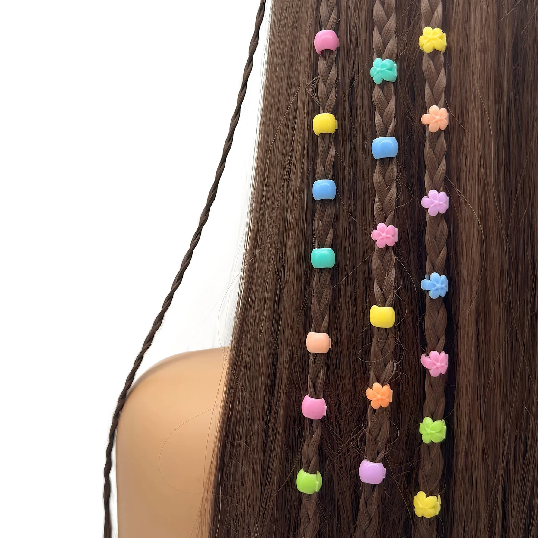 100 fermagli per capelli con perline color caramella - Accessori per capelli primaverili vivaci e regolabili, fermagli per capelli freschi in stile boho per trecce da donna