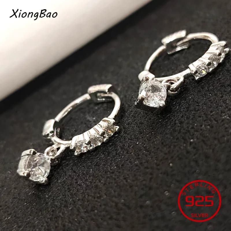 Luxury Stamp 925 Sterling Silver Stud Earrings Prevent Allergy Jewelry Trendy Elegant Single Row Zircon Party Small Creative