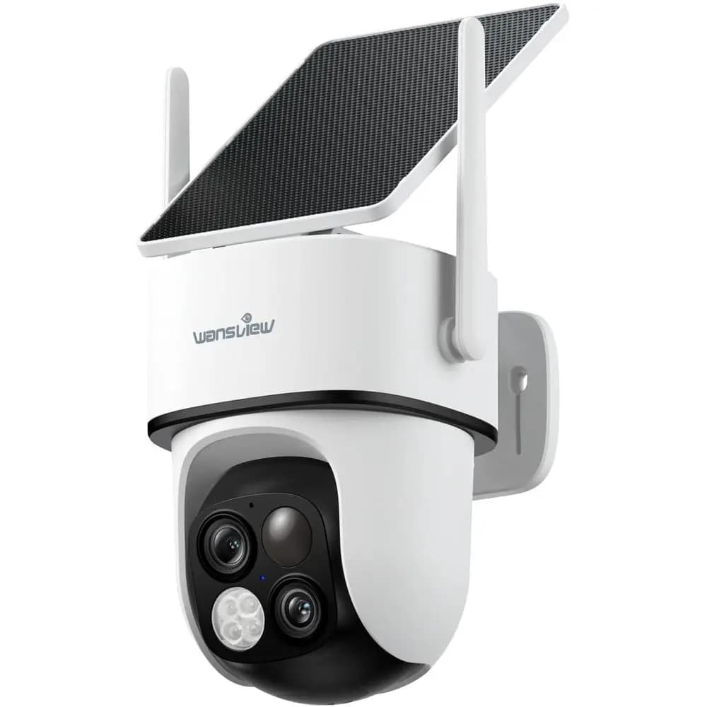 Wireless 2K 360° ° Telecamera di Sicurezza PTZ da Esterno con Doppia Lente, Alimentazione a Batteria, Rilevamento PIR, Visione Notturna a Colori, Wi-Fi 2.4GHz, C