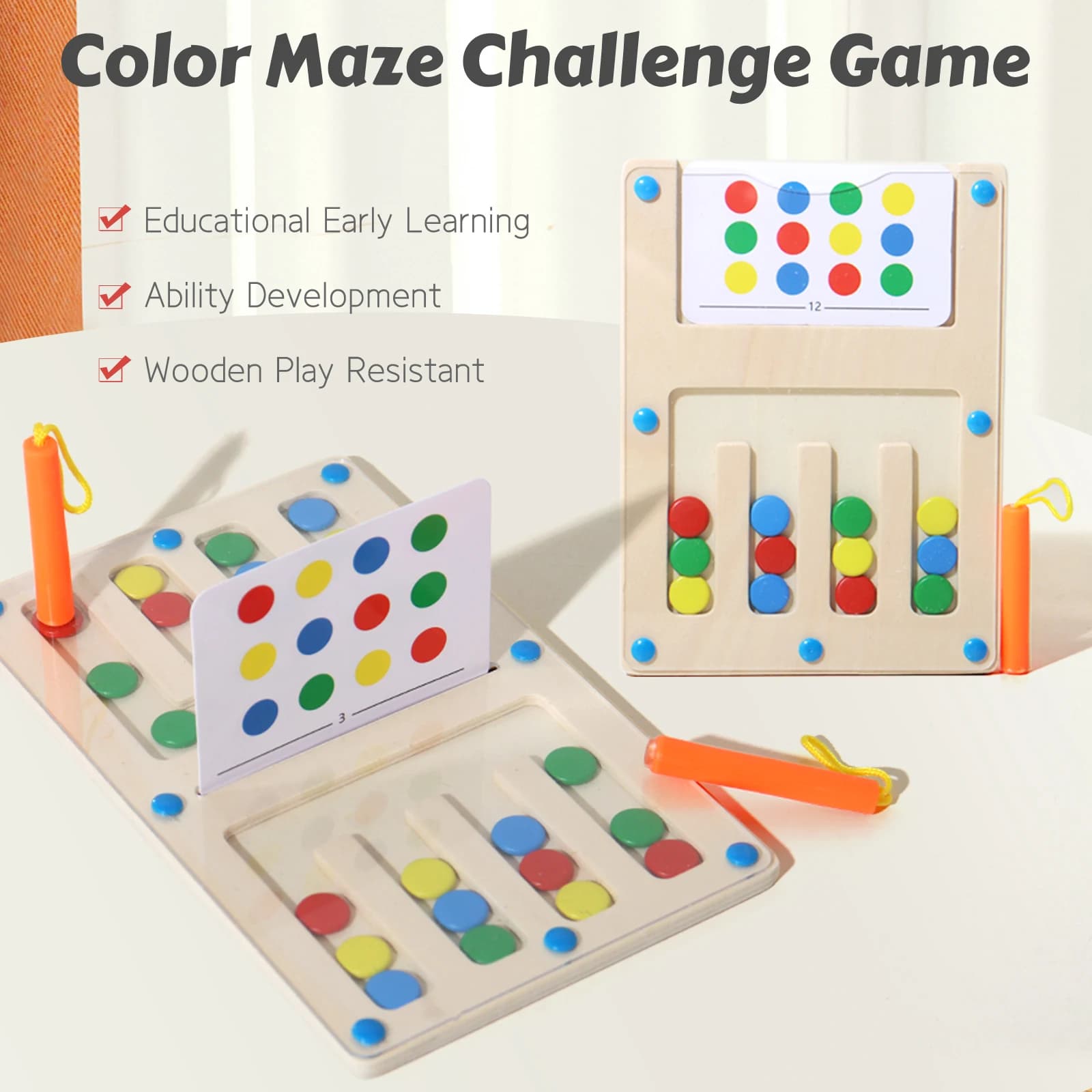 Gioco da passeggio a quattro colori Scacchi Labirinto singolo e doppio Gioco di battaglia Formazione del pensiero logico Giocattoli puzzle per l'educazione precoce Montessori