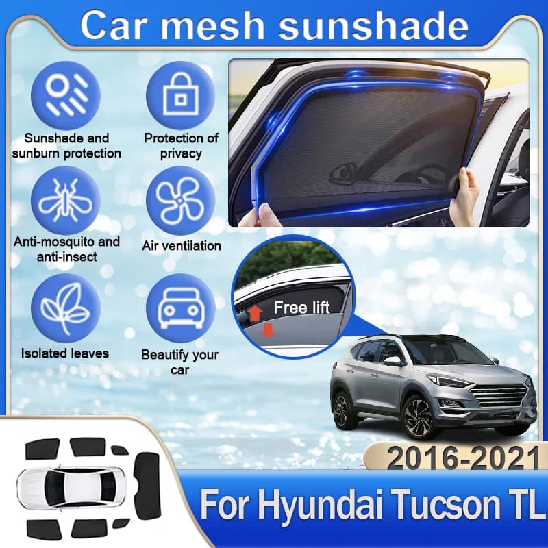 Per Hyundai Tucson TL 2016 2017 2018 ~ 2021 Parasole Auto Parabrezza Magnetico Anti-Uv Parasole Visiera Net Mesh Accessori Auto