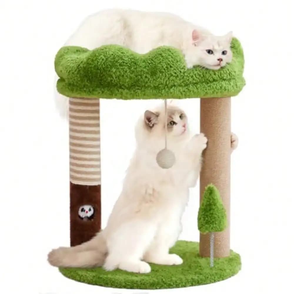 Piccolo Albero per Gatti con Posto di Riposo, Cuccia e Copertura Rimovibile, Torre per Gatti Alta 23 Pollici con 2 Posti di Tirare e Strisciare in Sisal e Tappetino per Gatti