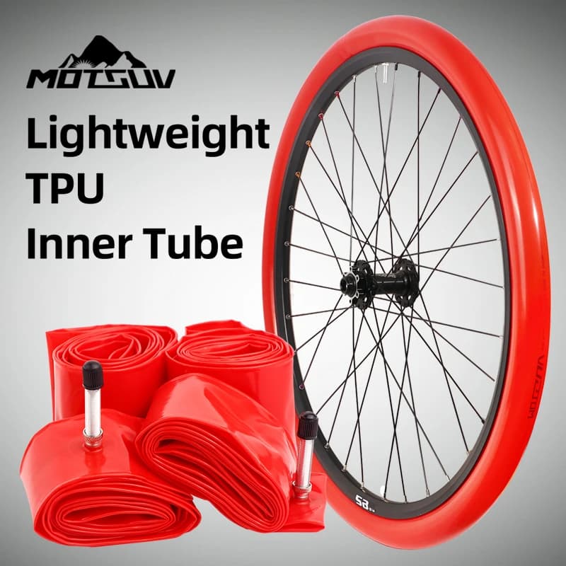 MOTSUV Bicicletta TPU Camera d'aria 26 "/27.5"/29 "MTB Bici In Lega di Alluminio Bocca Americana Ultra Leggero Resistente Alla Puntura Pneumatico 1.95/2.1