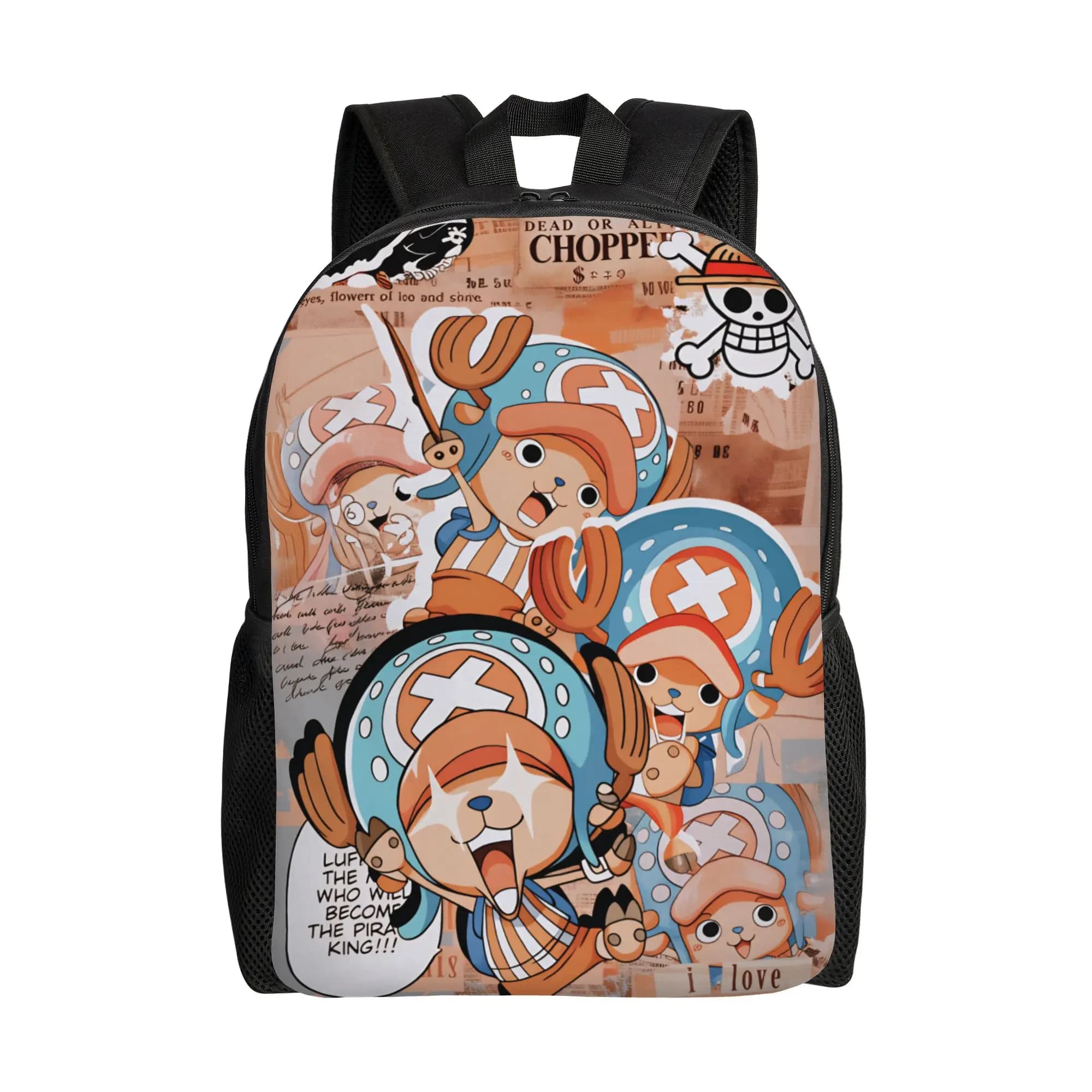 3D Print One P-Pieces Tonys Choppers Backpacks Deer Comic College School Travel Bags Women Men Bookbag Fits 15 Inch Laptop