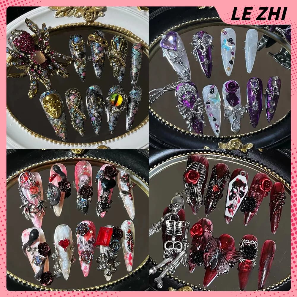Stickers for 3D Style Punk American with Red Rose, Bow, Spider, Diamond, Butterfly and Glitter for Party