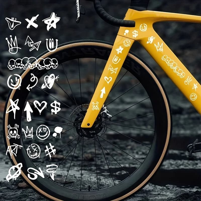 1 SET Adesivi con Motivo Graffiti Nero, Decalcomanie in Vinile Impermeabili per Bici, Auto, Moto, Casco, Decorazione