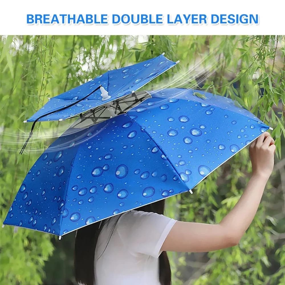 Foldable portable rain umbrella hat Waterproof beach fishing hat for camping sunshade