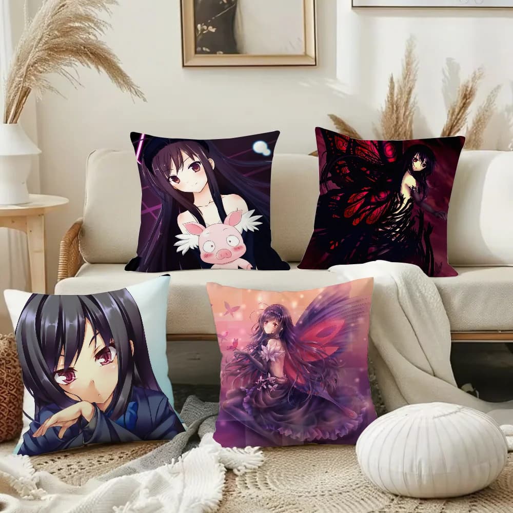 Anime Accel World Federa per cuscino quadrata con stampa fronte-retro corta in peluche per divano, cuscino da comodino per camera da letto