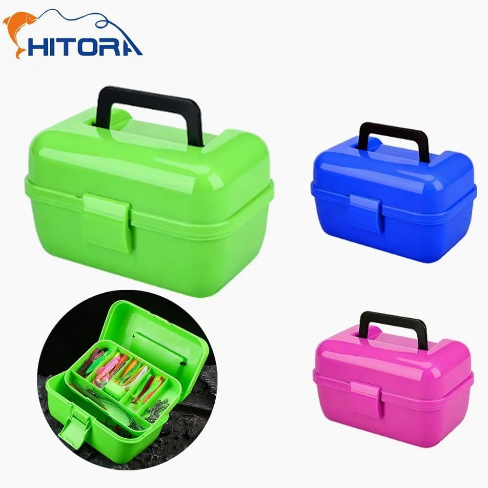 Multifunctional Double Layer Plastic Fishing Equipment Box, Accessories Container, Fishing Ames, Artificial and Artificial baits, Transport Case