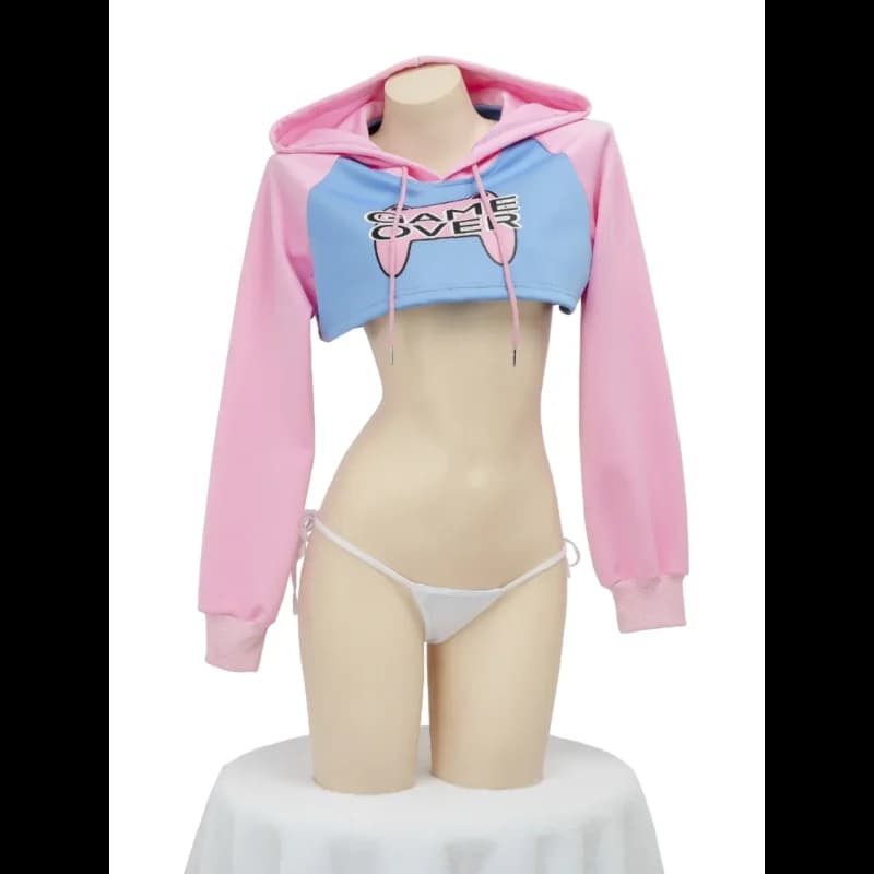 Game Over Anime Girl Rosa Blu Felpa corta con cappuccio Uniforme Costume cosplay Intimo donna Pigiama con cappuccio carino Abiti