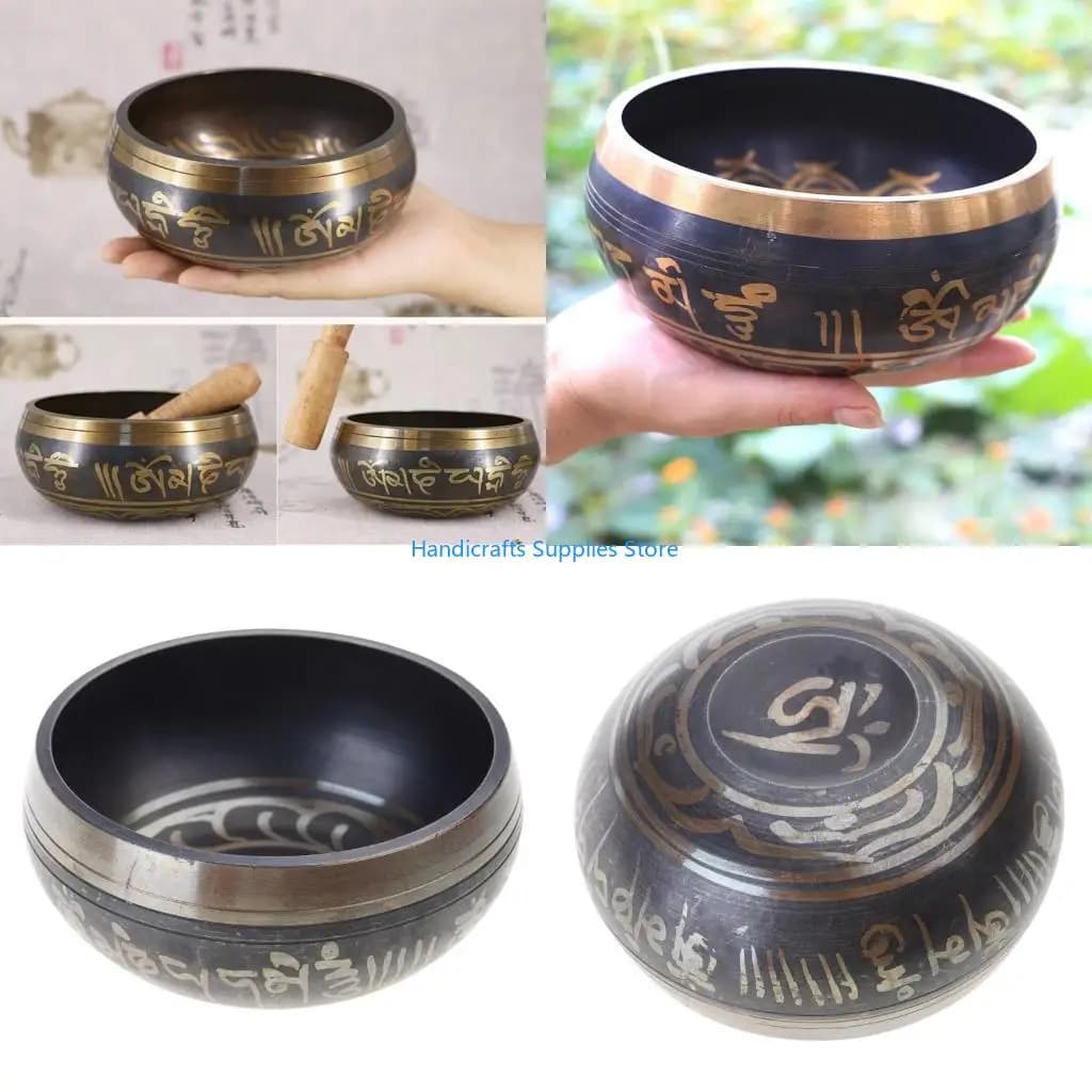 R1WA Yoga Meditation Singing Bowl Sound Bowl Metal Prayer Bowl Durable 1 Set