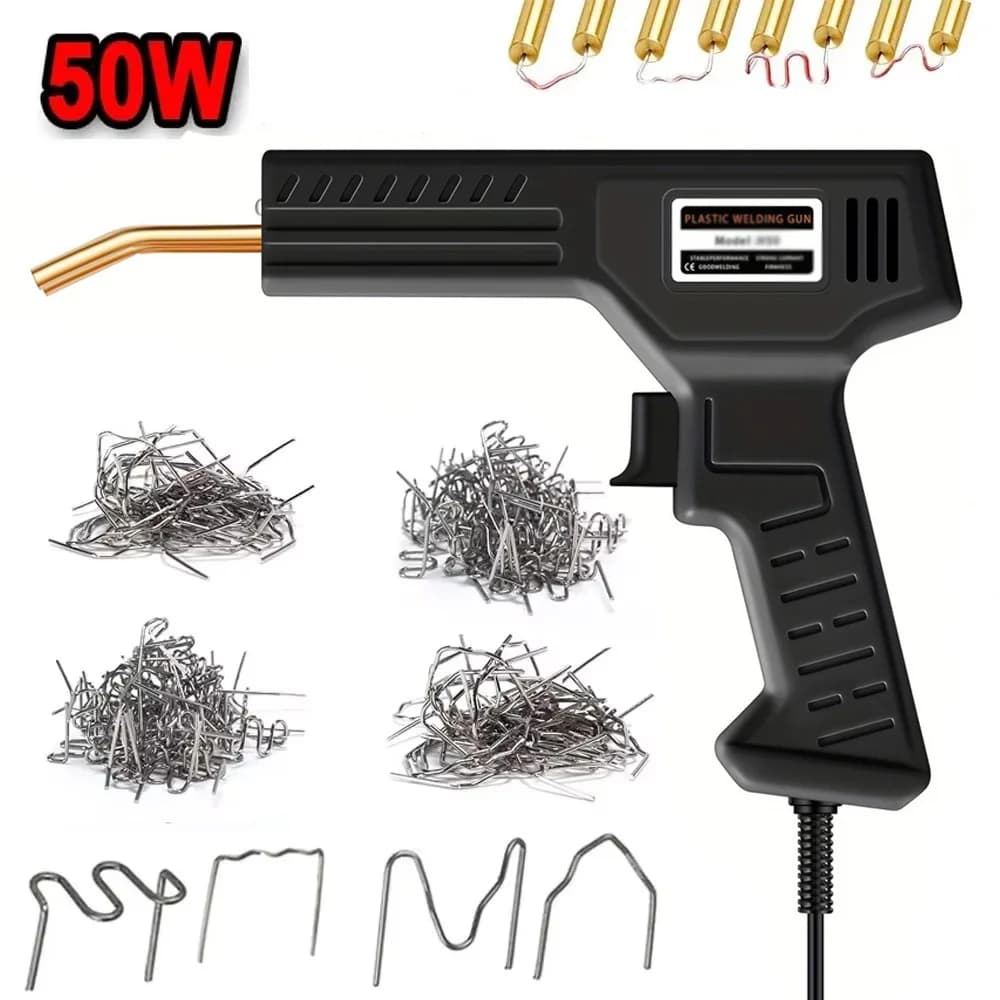 50W Strumenti per pistola per saldatore di plastica per auto 200/1000 pezzi Graffette a caldo per paraurti carrozzeria automobilistica Saldatura di plastica Riparazione di serbatoi di gas in plastica