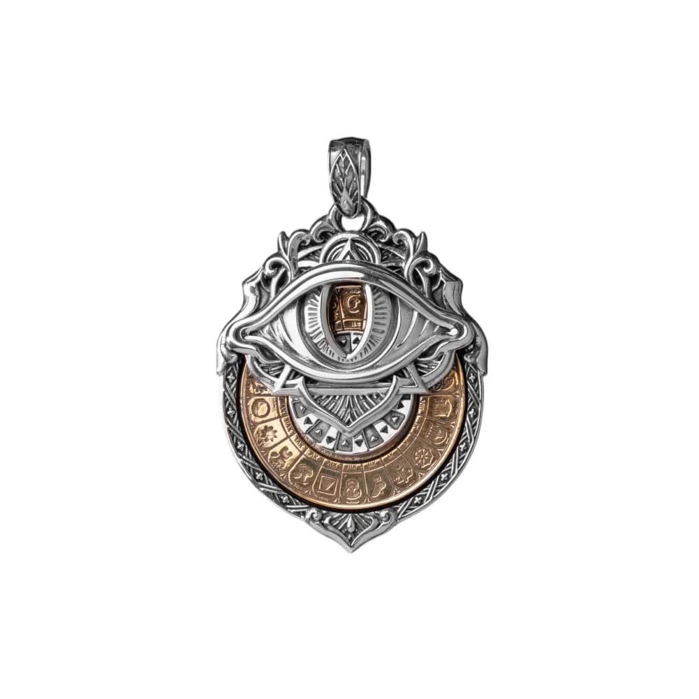 COPPERTIST.WU Tarot Vision Pendant White Bronze - All-Seeing Eye Necklace, Tarot Card Symbol Pendant, Mystic Divination Jewelry