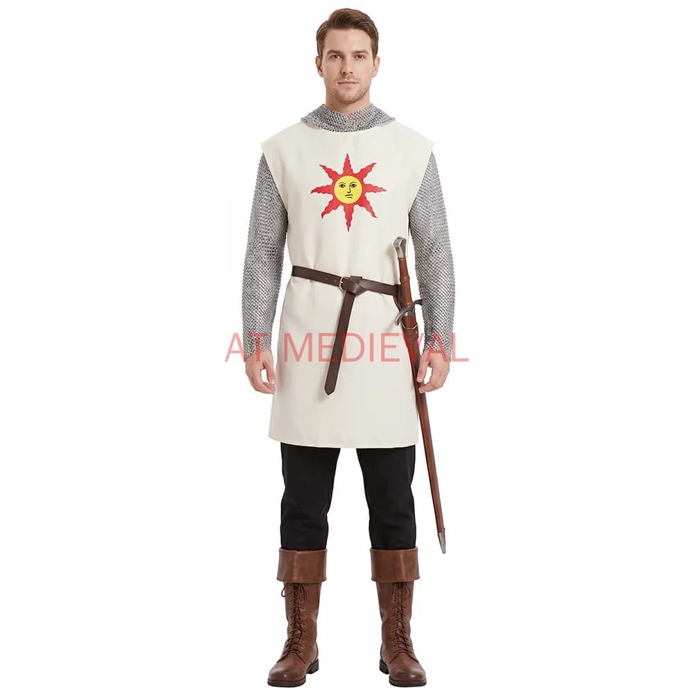 Dark Souls Solar cos costume Halloween medieval role-playing game Sun Warrior Crusader cosplay Fake Chain Mail tunic