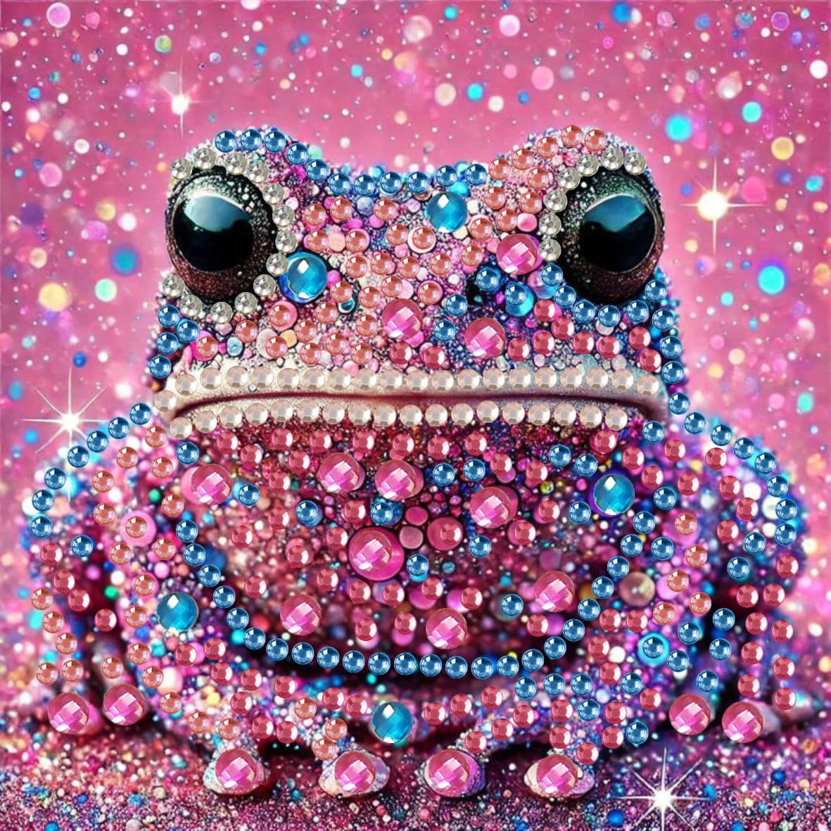 1 set di pittura con diamanti Scatola per etichette in carta con motivo rana rosa fatta a mano fai-da-te, design portatile, ideale per prendere appunti rapidamente, re quotidiano