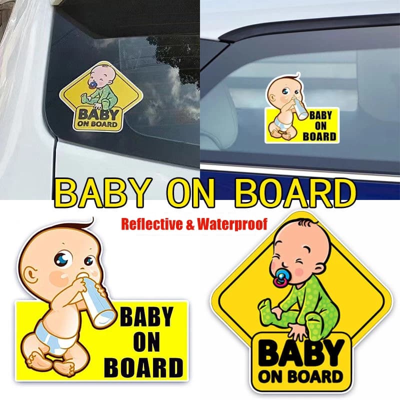 Adesivo riflettente per bambini a bordo per auto 2 pezzi Segnaletica riflettente per auto per veicoli di sicurezza per bambini Adesivi di avvertimento autoadesivi impermeabili