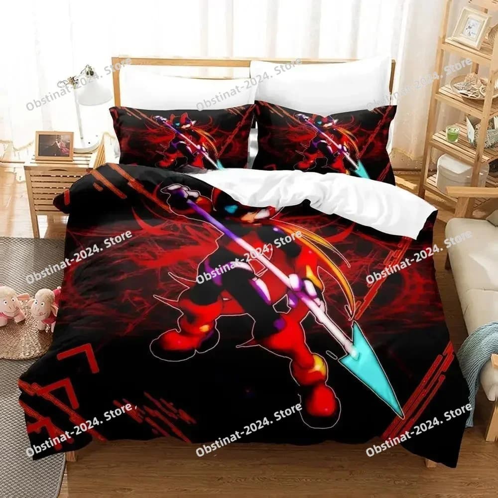3d Anime Game Mega Man Zero Bedding Set Printed single Comforter Quilt Bed Duvet Cover Pillow Case 3 Pieces Sets Kids Adult Size