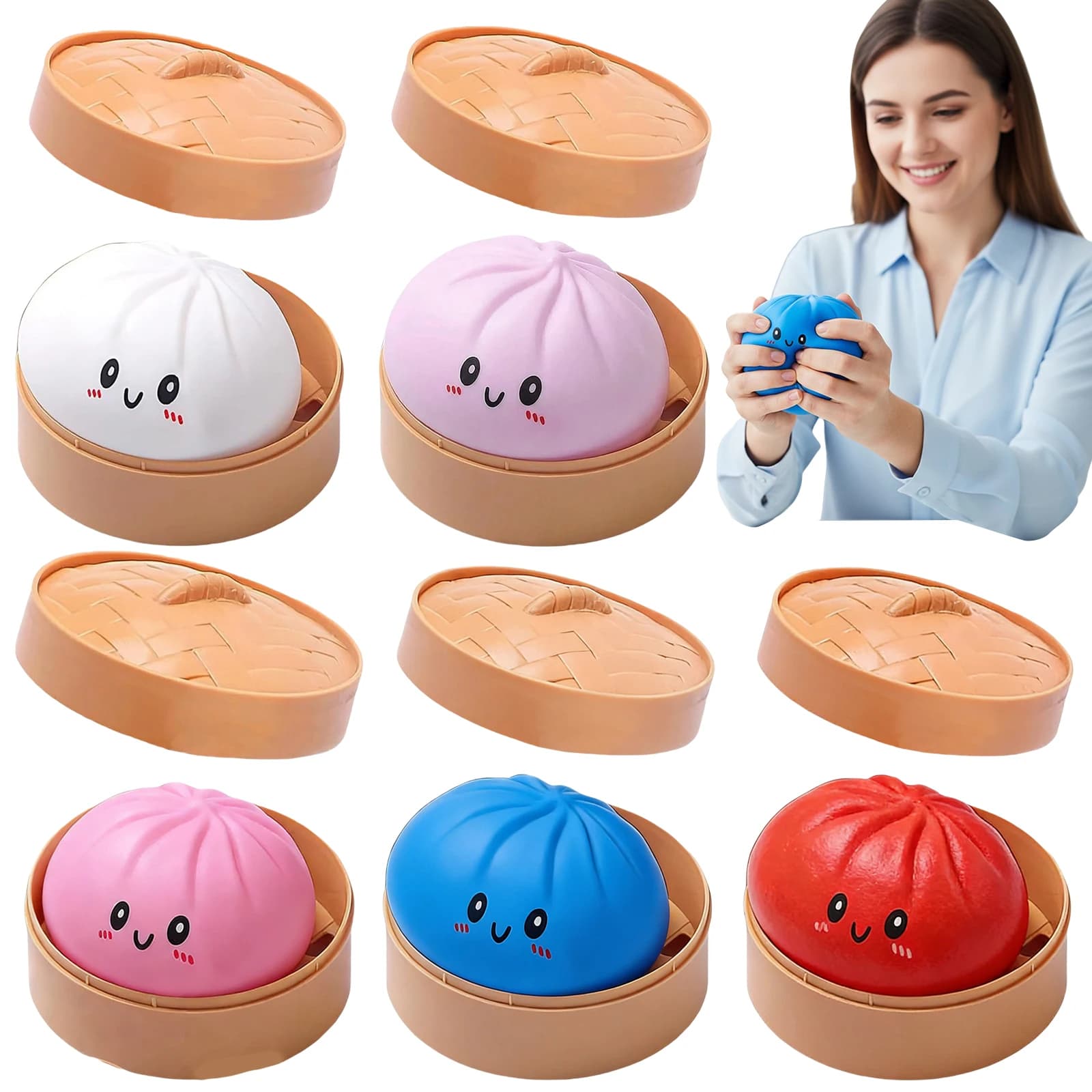 Giocattolo Antistress a Forma di Panino con Vaporiera, Morbido e Elastico, Simulazione Kawaii di Raviolo, Gioco da Scrivania per Bambini e Adulti