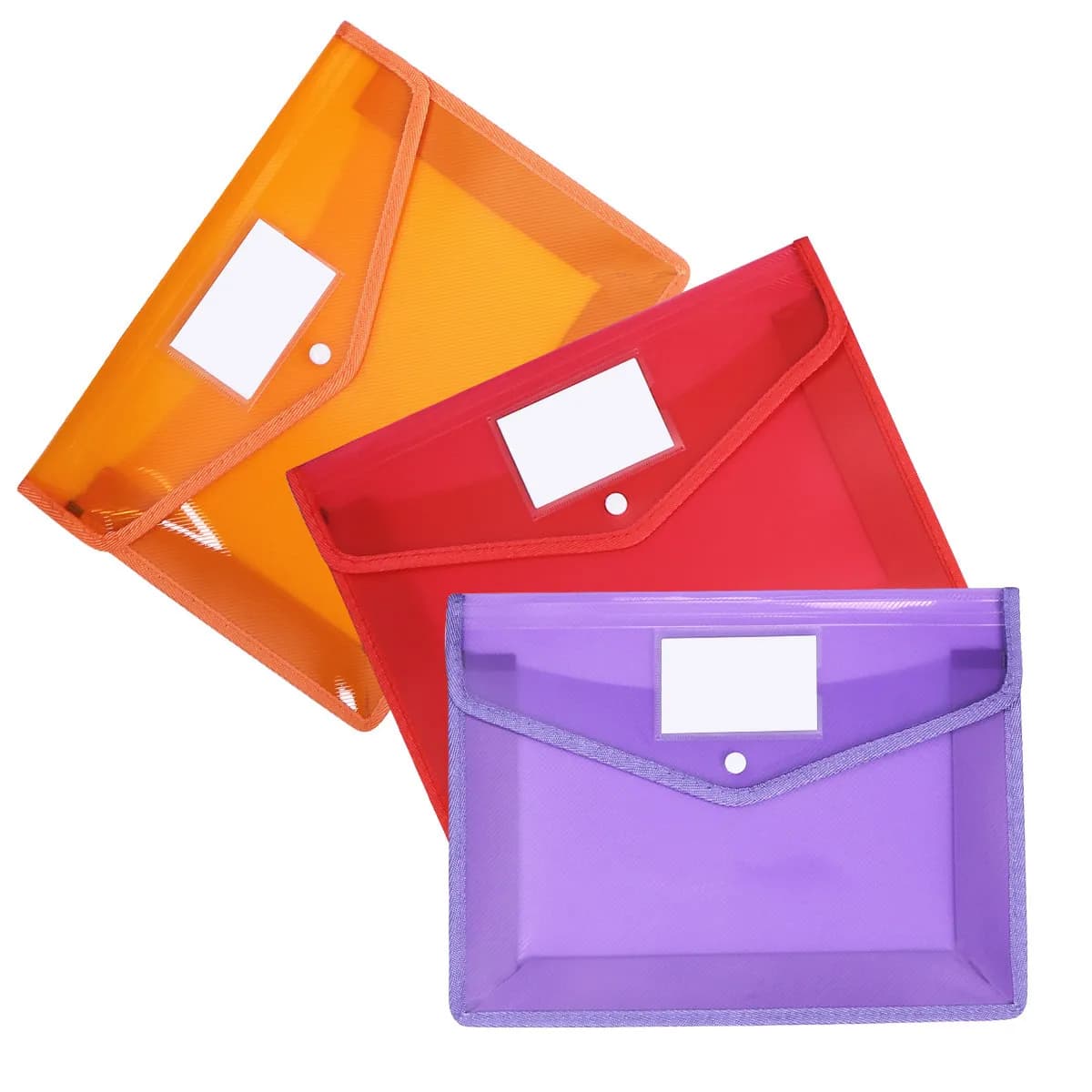Cartella portadocumenti in plastica da 3 pezzi, formato A4, organizer trasparente impermeabile con chiusura a bottone, per ufficio, scuola, archiviazione portatile