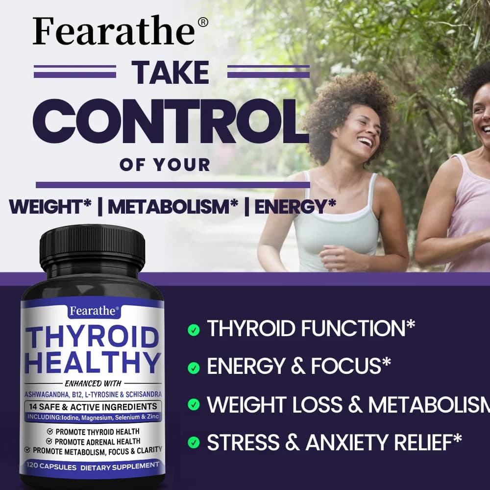 Tiroid Support Supplement - L-Tirosina, Iodine, Zinc and Vitamin B12, Thyroid Health, Metabolism, Energy, Concentration and Cognitive Support