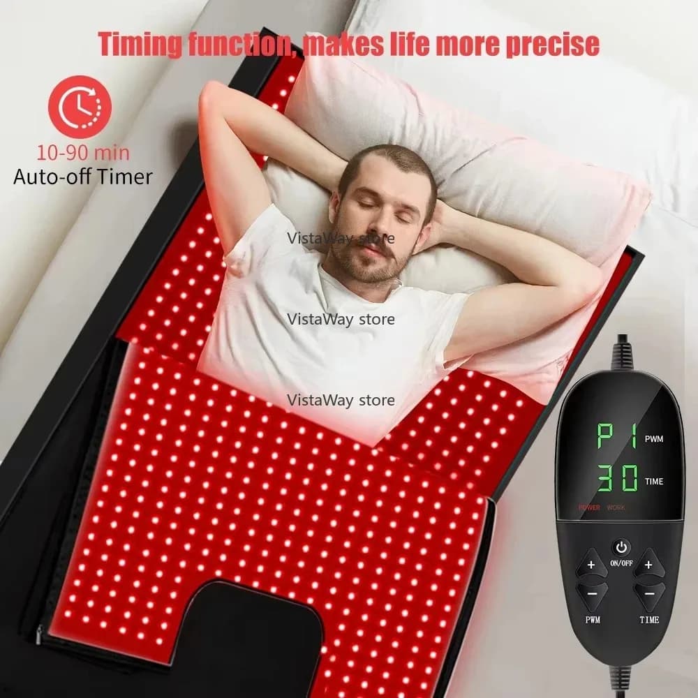 Large Red Light Treatment Mat LED 660 and 850nm Cover for sleeping bag close Large cushions for full body care Home Use