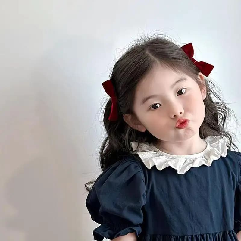 1 Paio Nuove Graziose Mollette per Capelli da Principessa con Fiocco Nero Rosso Bianco per Bambine, Accessori per Capelli