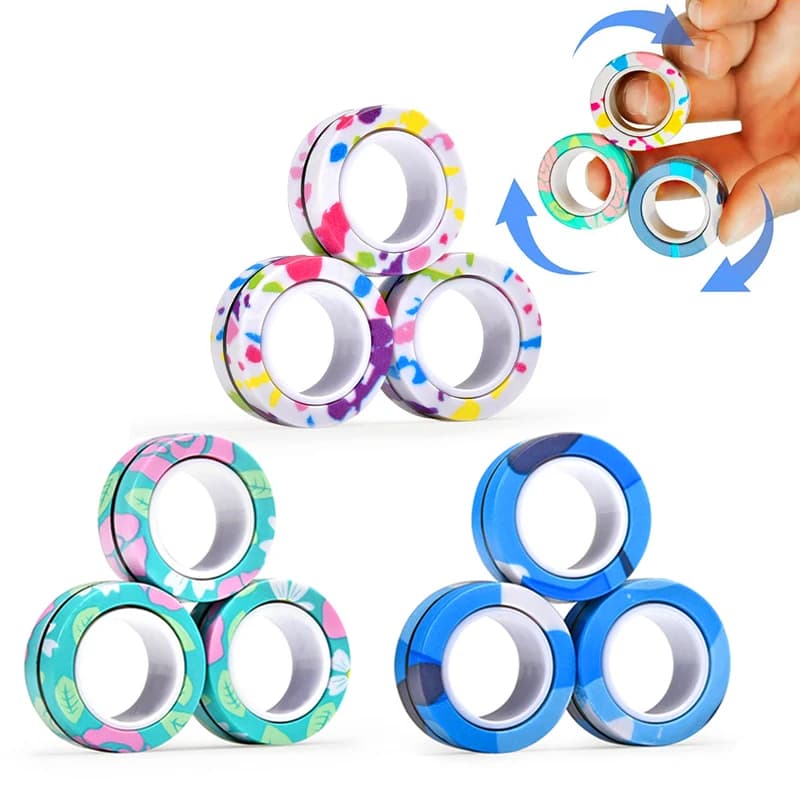 3PCS Nuovo Aggiornamento Fidget Anelli Magnetici Giocattoli Anti-Stress Magneti Colorati Spinner Anelli Alleviare Lo Stress Punta Delle Dita Giocattoli per Adulti