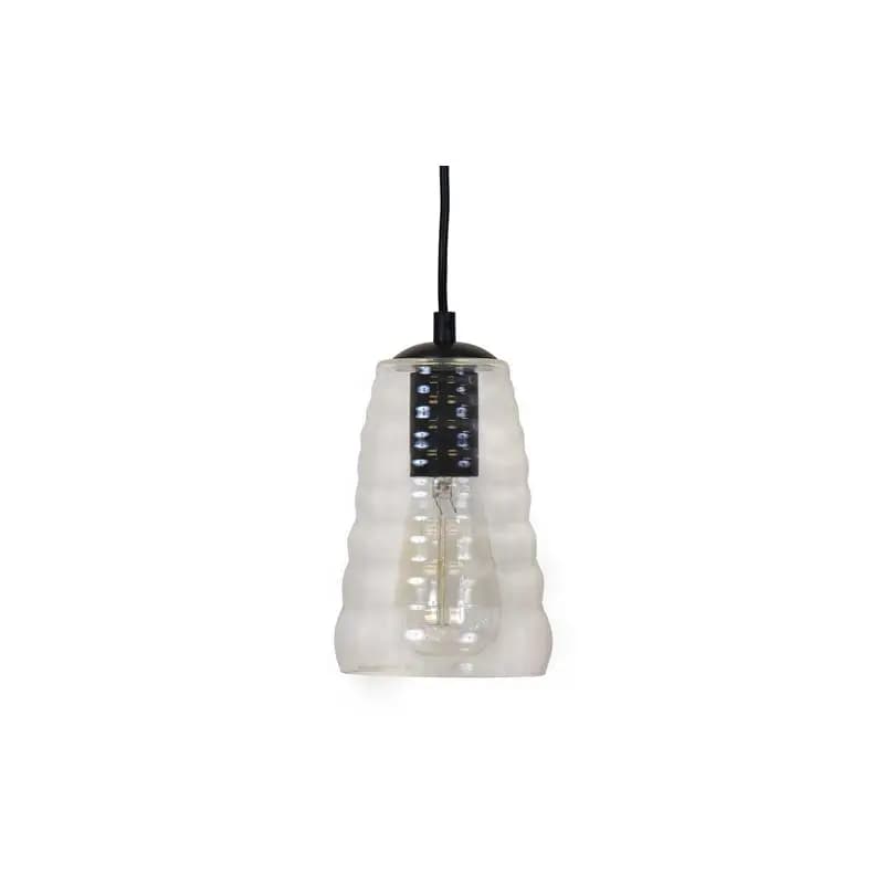 Lampada a sospensione industriale lunga Torus con paralume in vetro trasparente