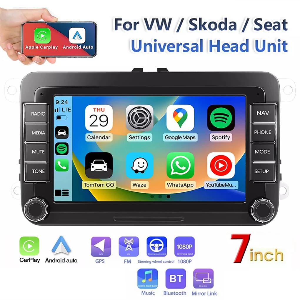 Autoradio Android Carplay per VW Golf MK5 MK6 Jetta Passat CC 7 "Car Stereo GPS Wifi Ricevitori audio FM Lettore multimediale