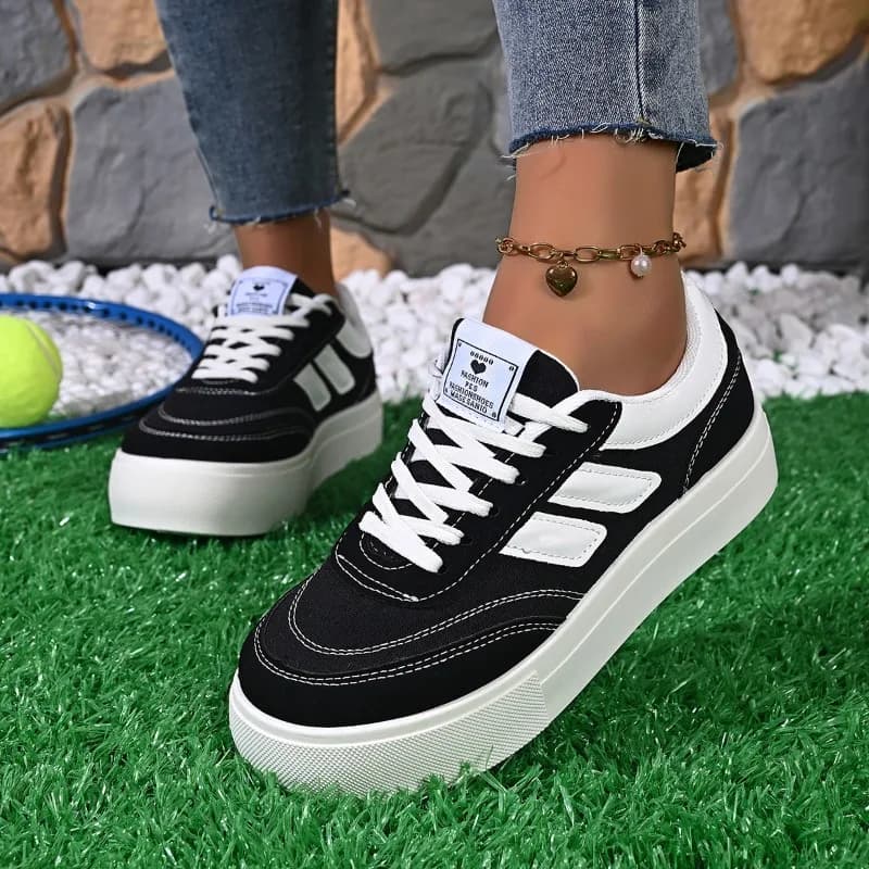 Nuove Scarpe da Donna in Tela Vulcanizzata con Lacci, Scarpe Sportive con Plateau, Sneakers Casual da Ragazza per Esterni, Stile Harajuku, Scarpe da Ginnastica per la Scuola