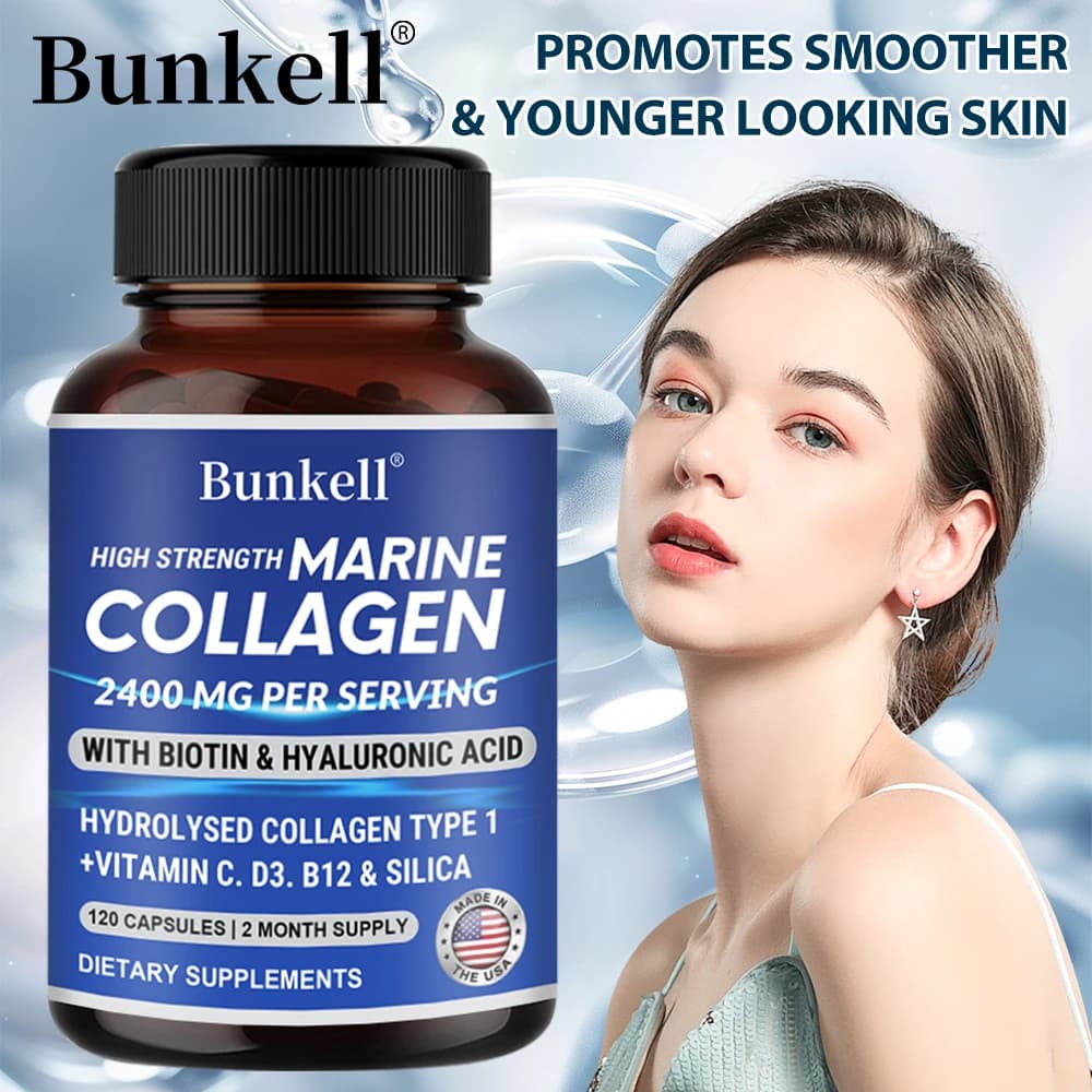 Collagen capsules - with biotin, hyaluronic acid, support for articular cartilage, collagen production and calcium absorption, immune health