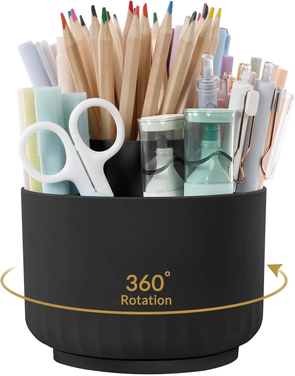 360 ° Portapenne Girevole da Scrivania, Organizzatore a 5 Scomparti, Decorazione Salvaspazio per Ufficio, Scuola e Casa